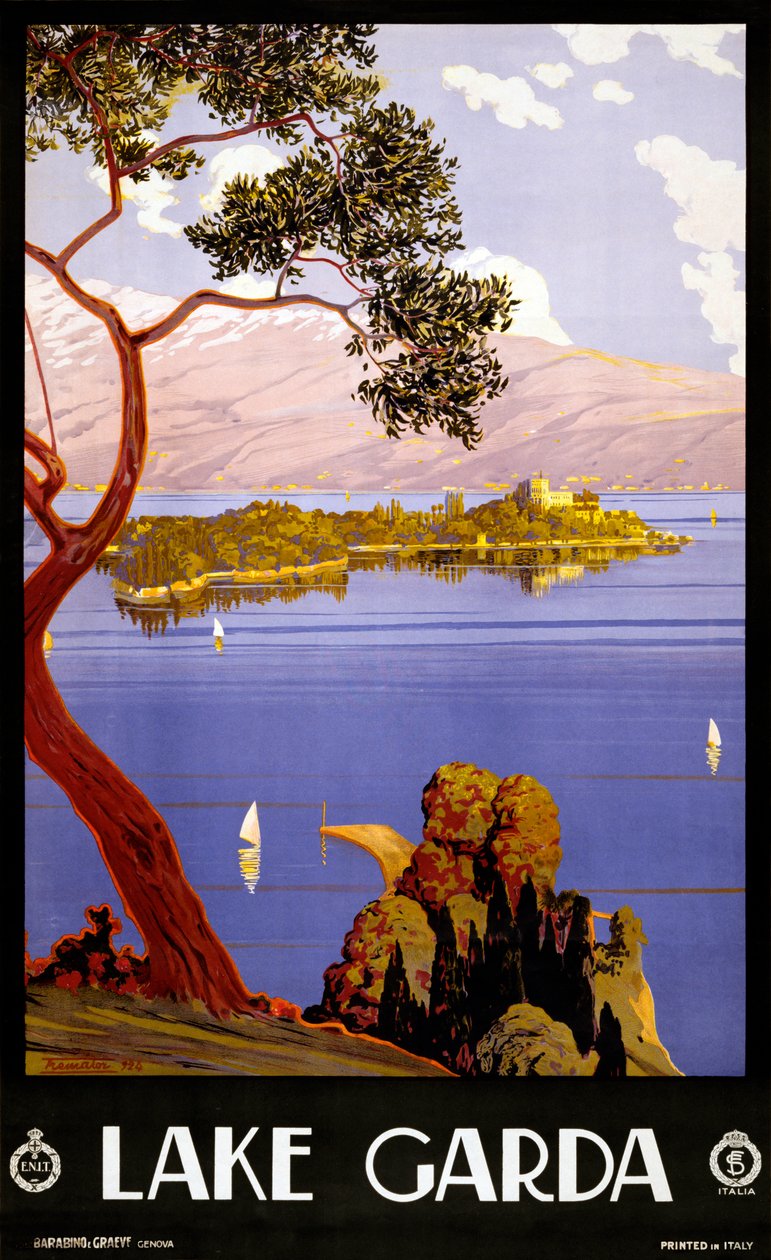 Vintage Poster for Lake Garda, Italy by Severino Trematore
