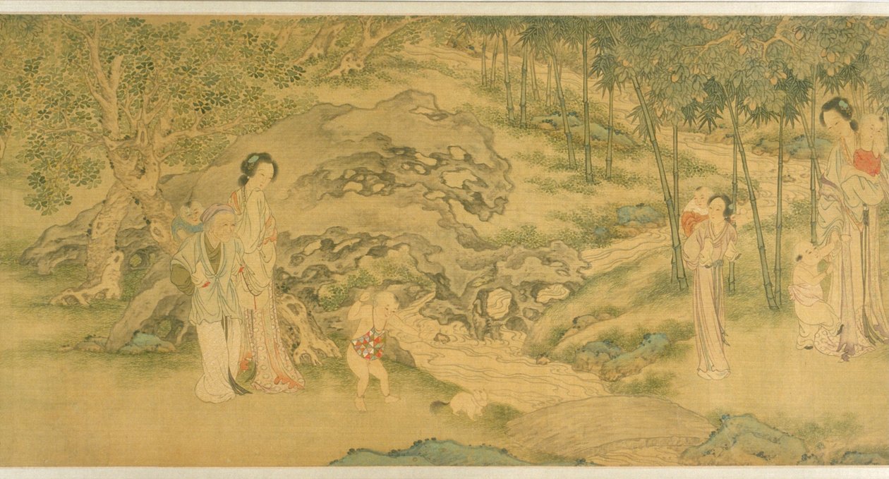 Women and Children in a Garden by Shi Wang