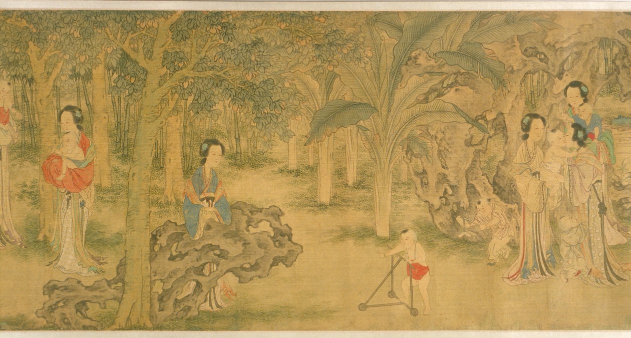 Women and Children in a Garden by Shi Wang