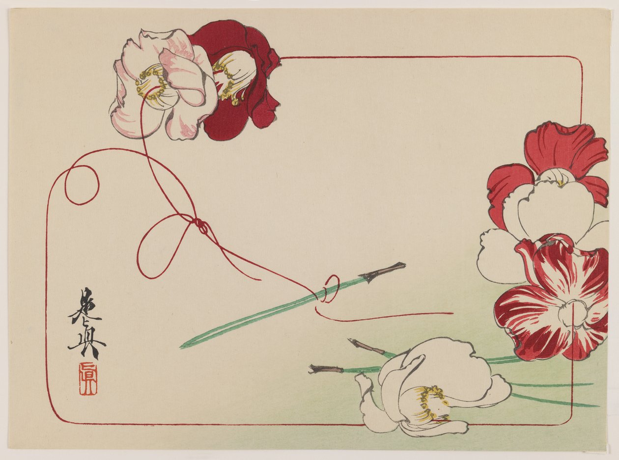 Stringing Poppies, from the series Comparison of Flowers by Shibata Zeshin