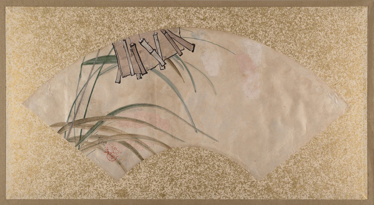 Flowers Pink and White and Leaves, Clappers by Shibata Zeshin