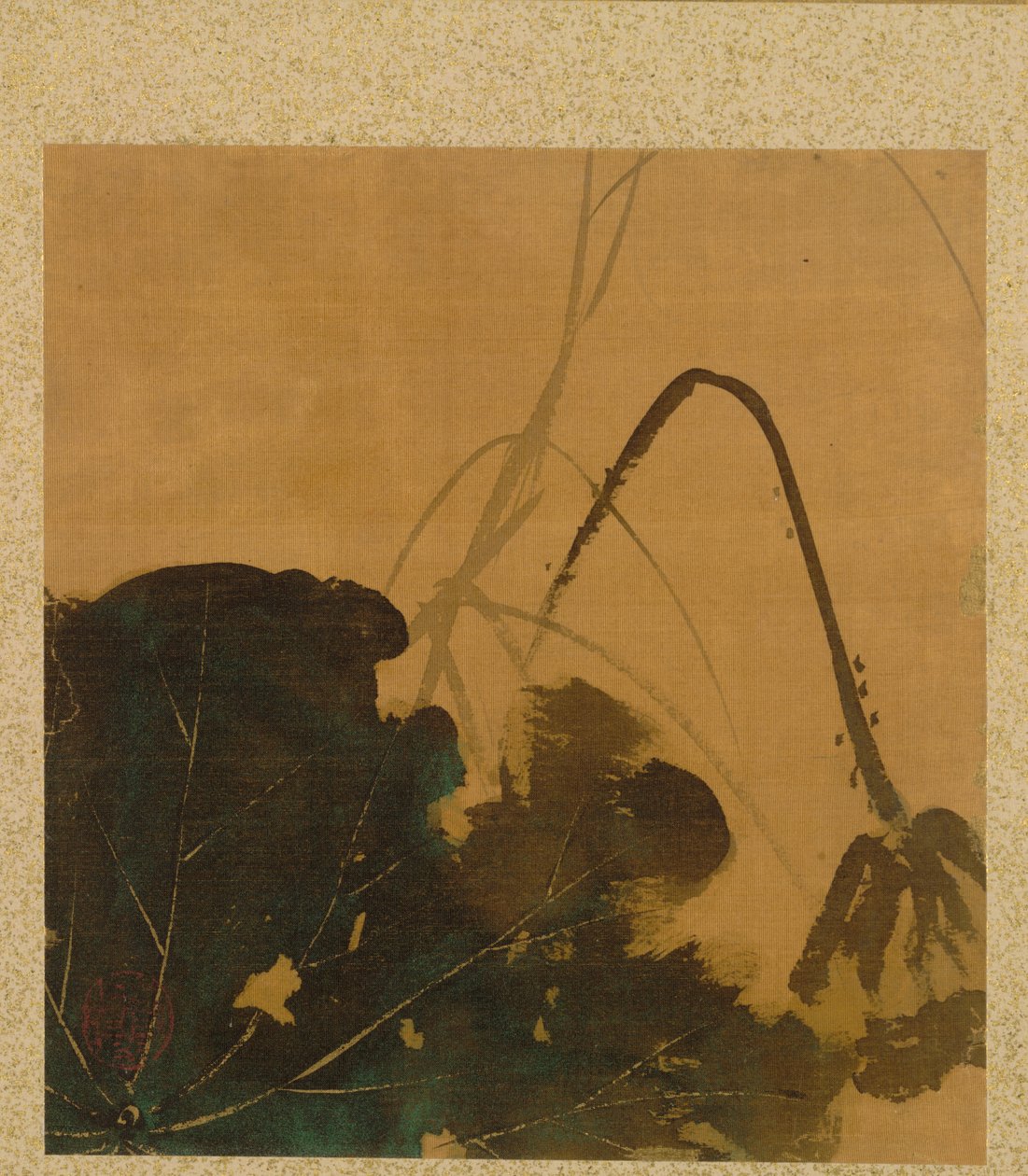 Leaf from Album of Seasonal Themes: Brush, Holder, and Leaves, 1847 by Shibata Zeshin