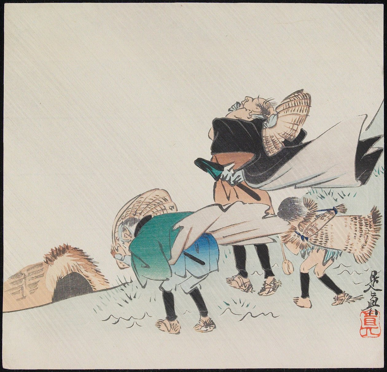Travelers in a Storm by Shibata Zeshin