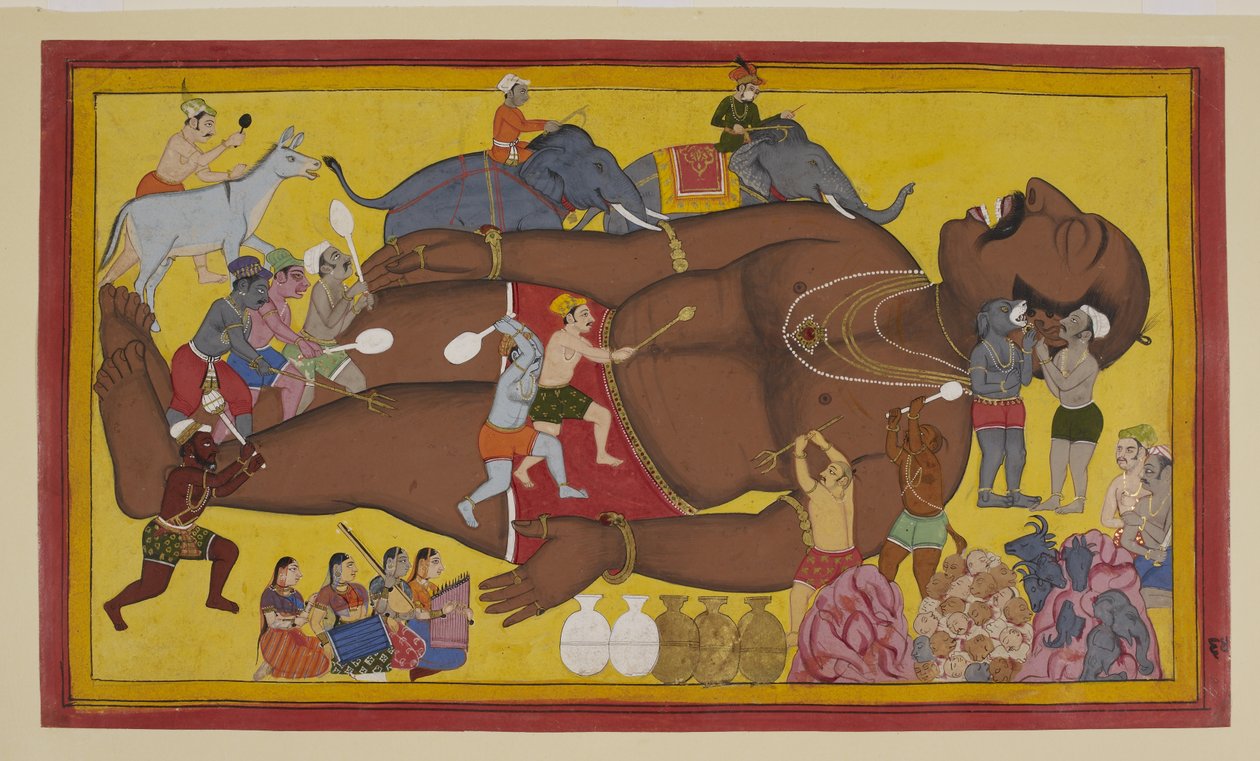 Demons Rouse Sleeping Kumbhakarna to Fight Rama by S?hibdin S?hibdin