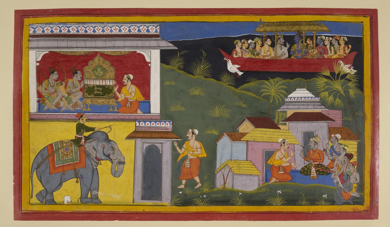Hanuman Informs Guha, Bharata, and Shatrughna of Rama