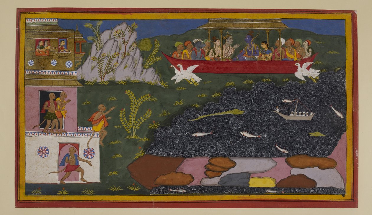 Rama Shows Sita Their Past; Monkeys at Kishkindha Join Their Journey Home by S?hibdin S?hibdin