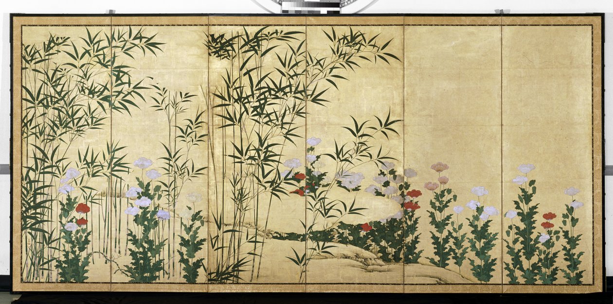 Bamboo and Poppies by Shigenobu Kano