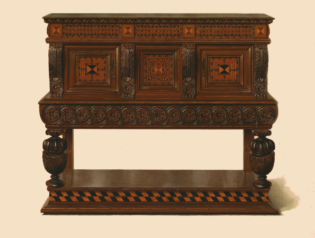 Walnut and Oak Standing Buffet by Shirley Charles Llewellyn Slocombe