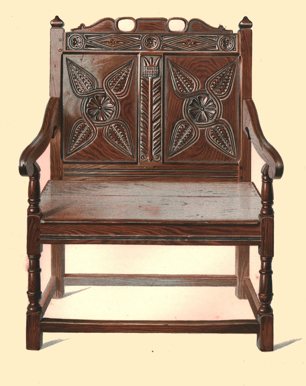 Welsh oak double chair by Shirley Charles Llewellyn Slocombe