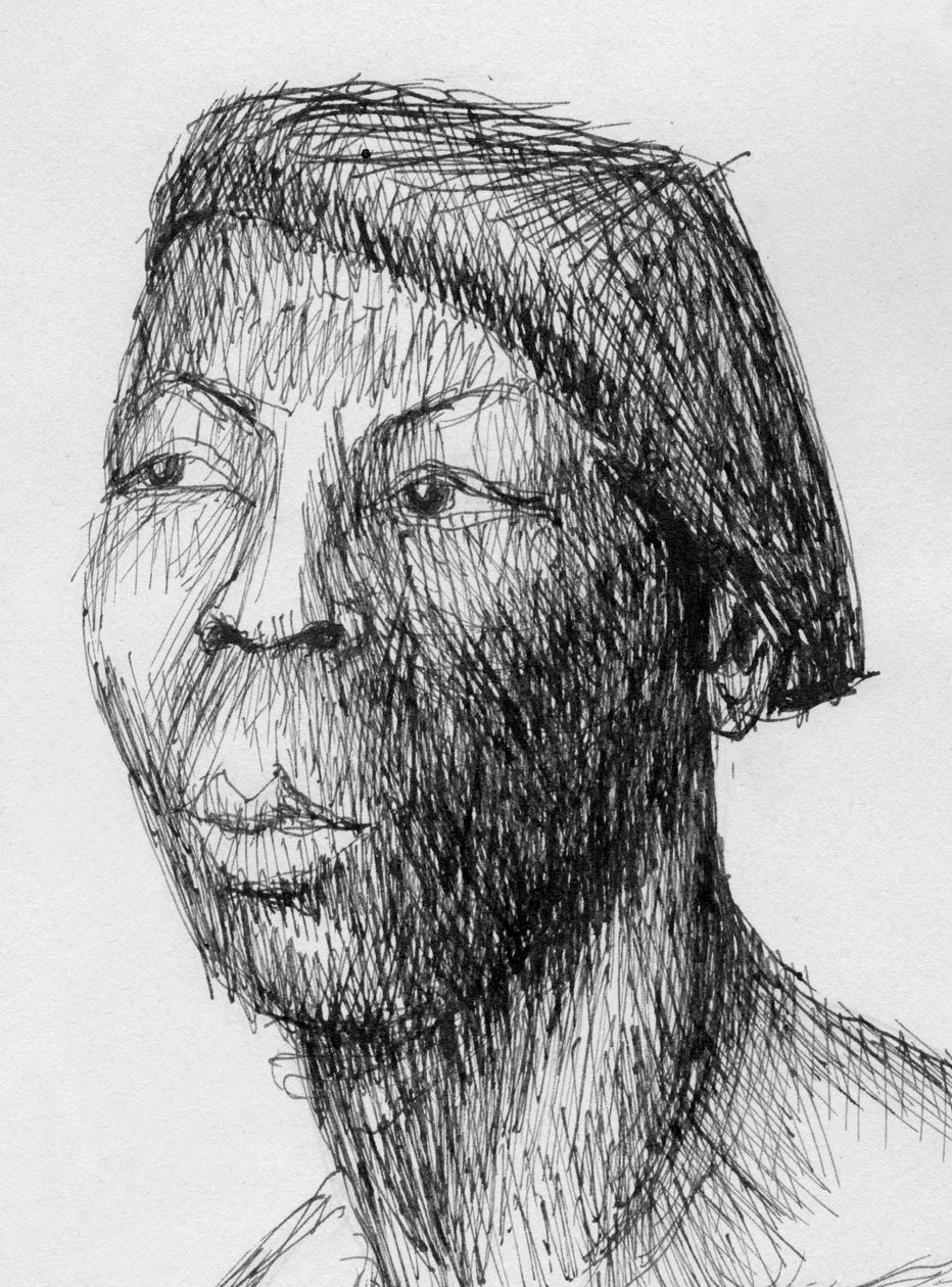 Head of Man Wearing Beret by Shirley Markham