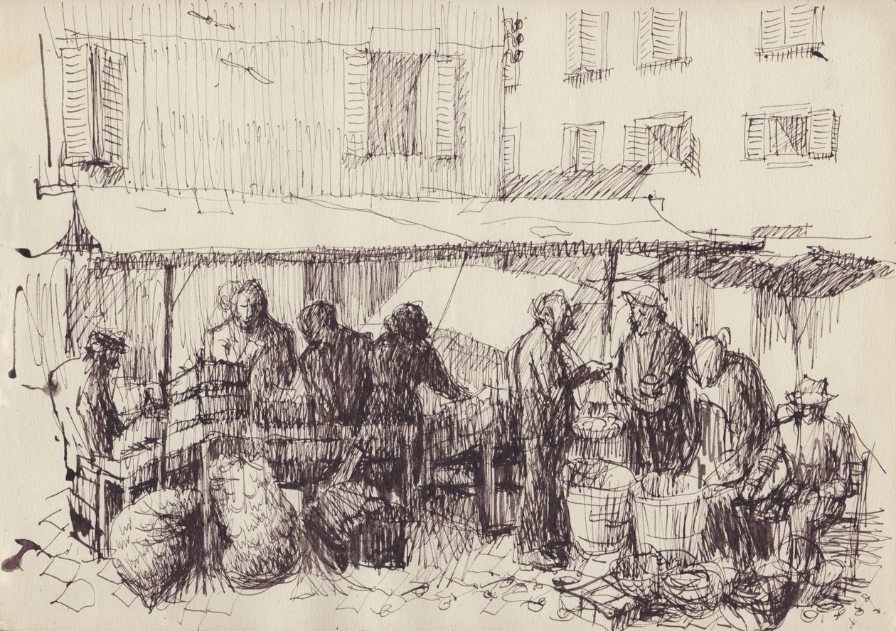 Market scene, Italy, c1950 by Shirley Markham