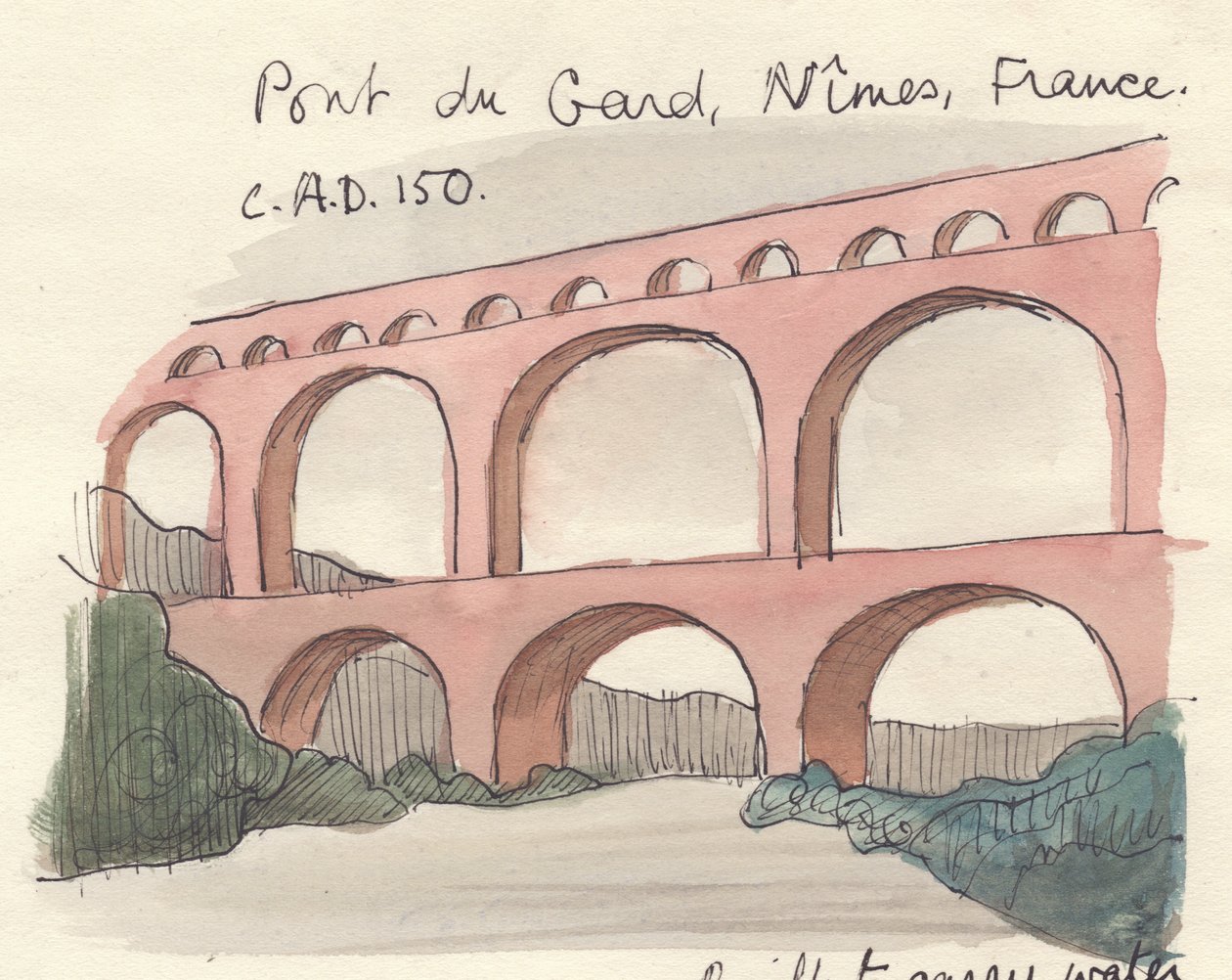 Pont du Gard, 1951.  by Shirley Markham