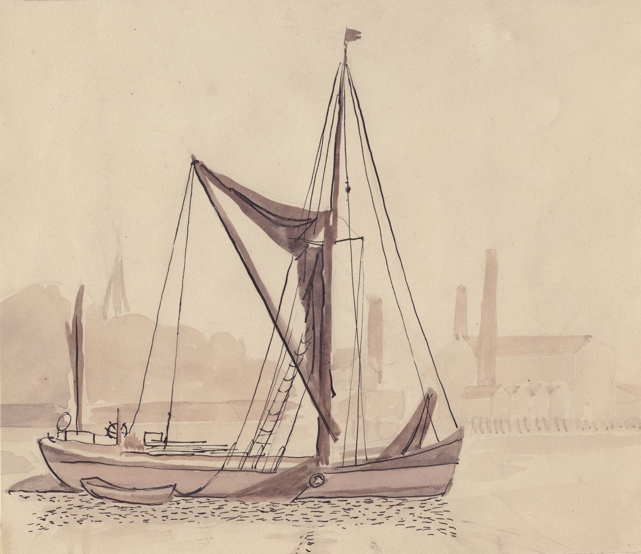Thames barge, 1951 by Shirley Markham