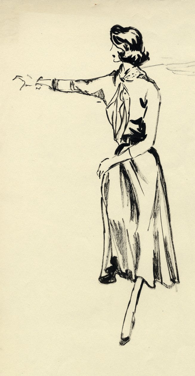 Woman in Full Skirt with Outstretched Arm by Shirley Markham