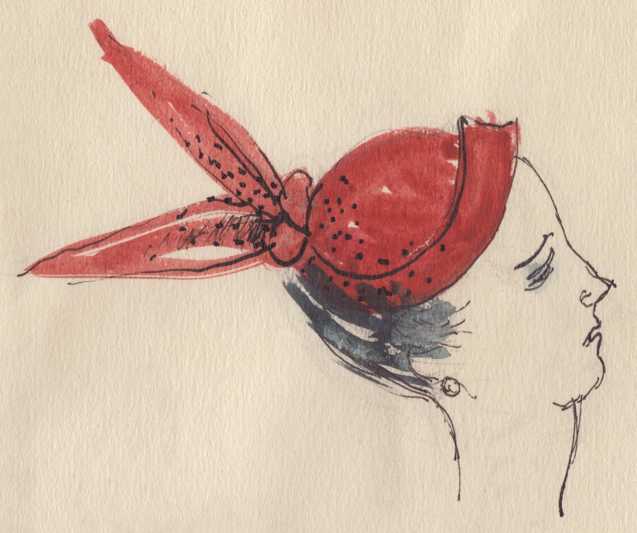 Woman in red hat by Shirley Markham