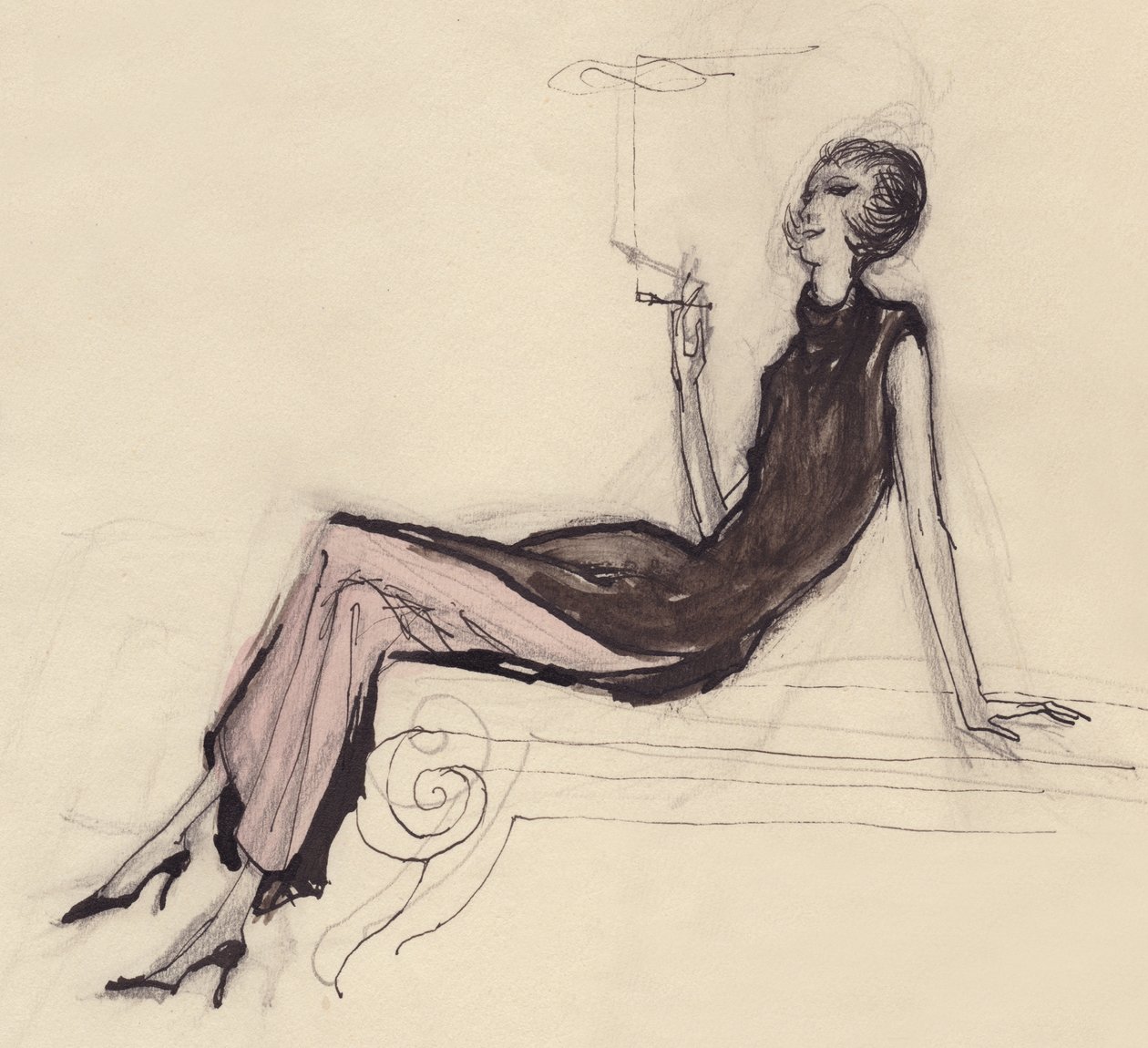 Woman smoking by Shirley Markham