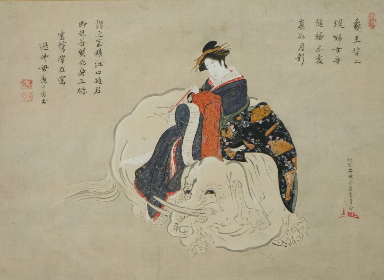 Courtesan of Eguchi, Painting: 1770-80, Inscription: 1820s-1830s by Shunsho