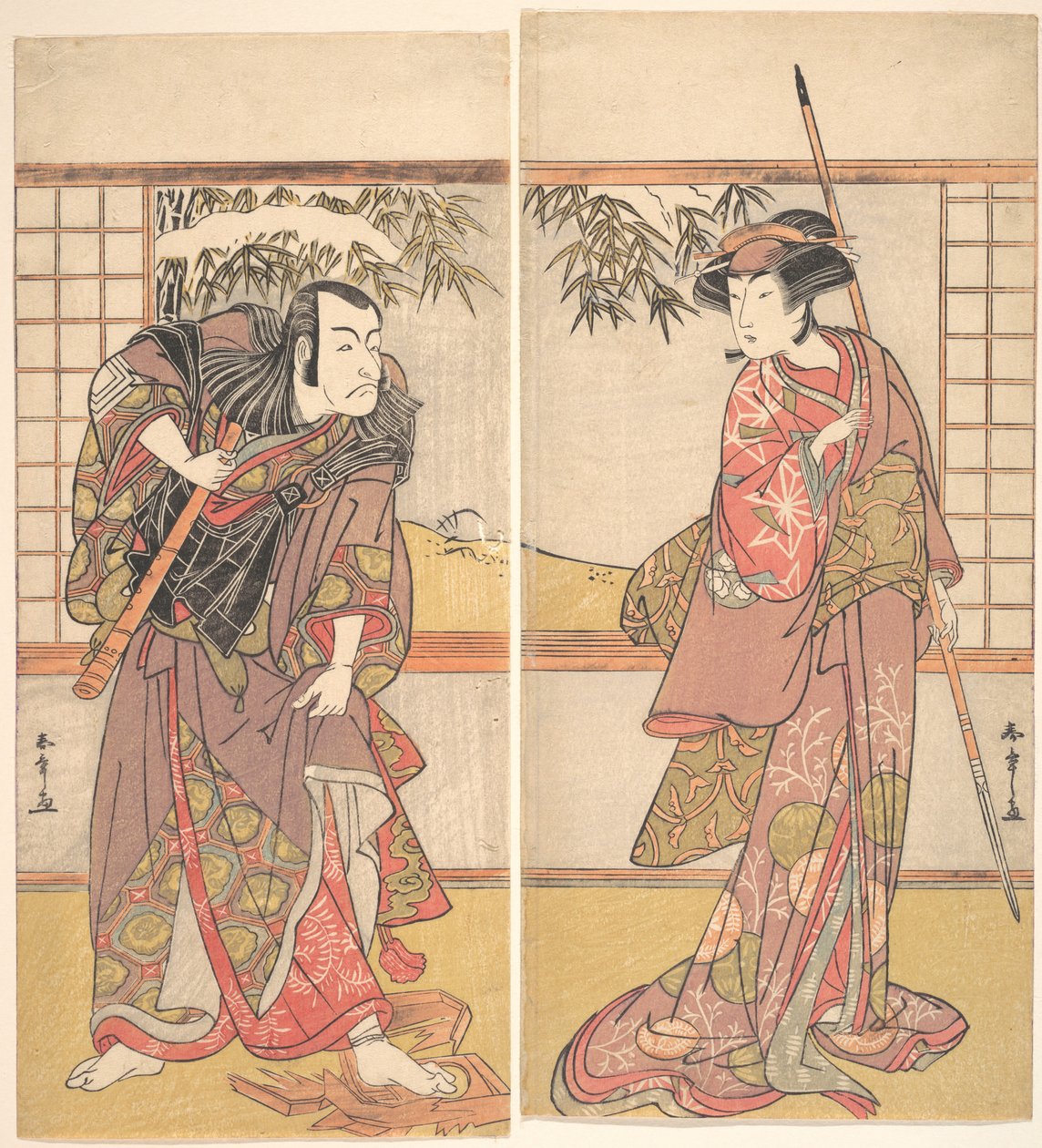Kabuki Actors Osagawa Tsuneyo II and Ichikawa Danjuro V by Shunsho