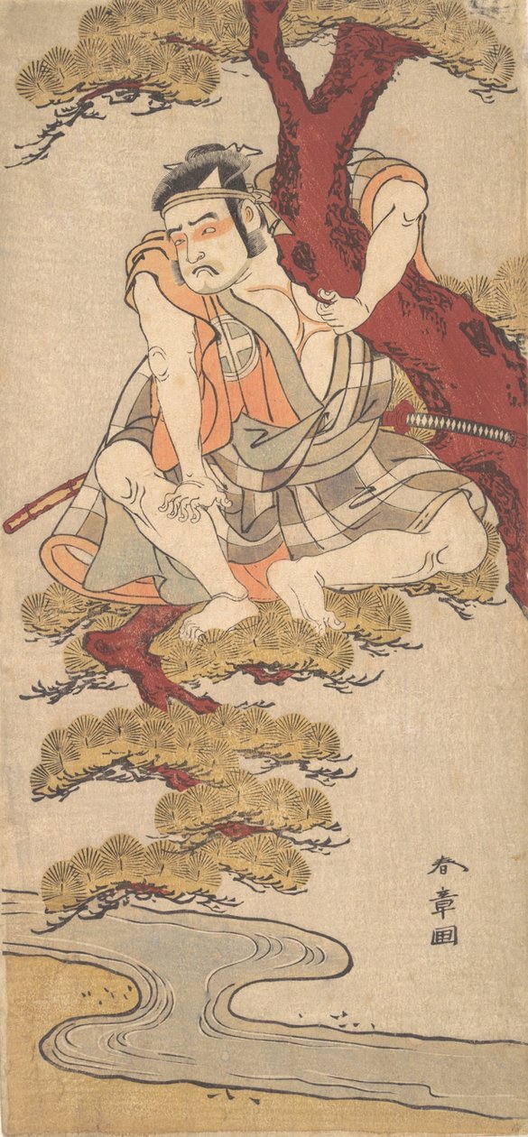 The Actor Otani Hiroemon III Watching from the Branches of a Pine Tree by Shunsho
