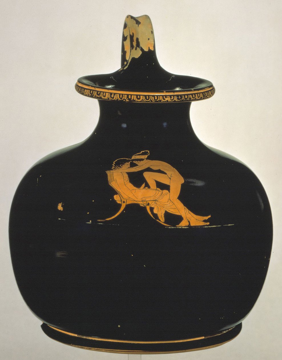 Oinochoe. Love-making Naked Girl Climbing onto a Boy