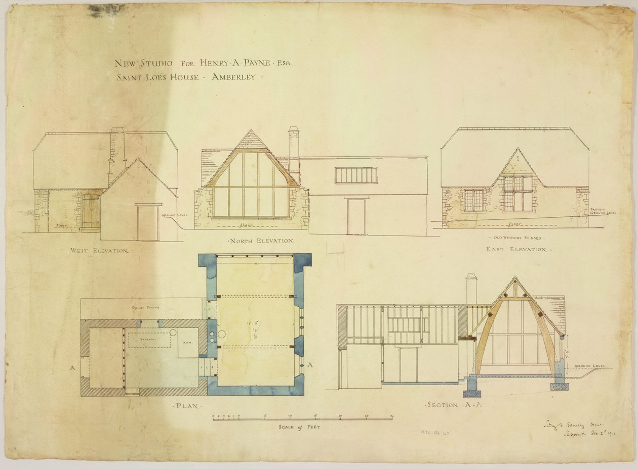 New Studio for Henry A. Payne Esq. Saint Loes House, Amberley, 2nd February 1911 by Sidney Barnsley