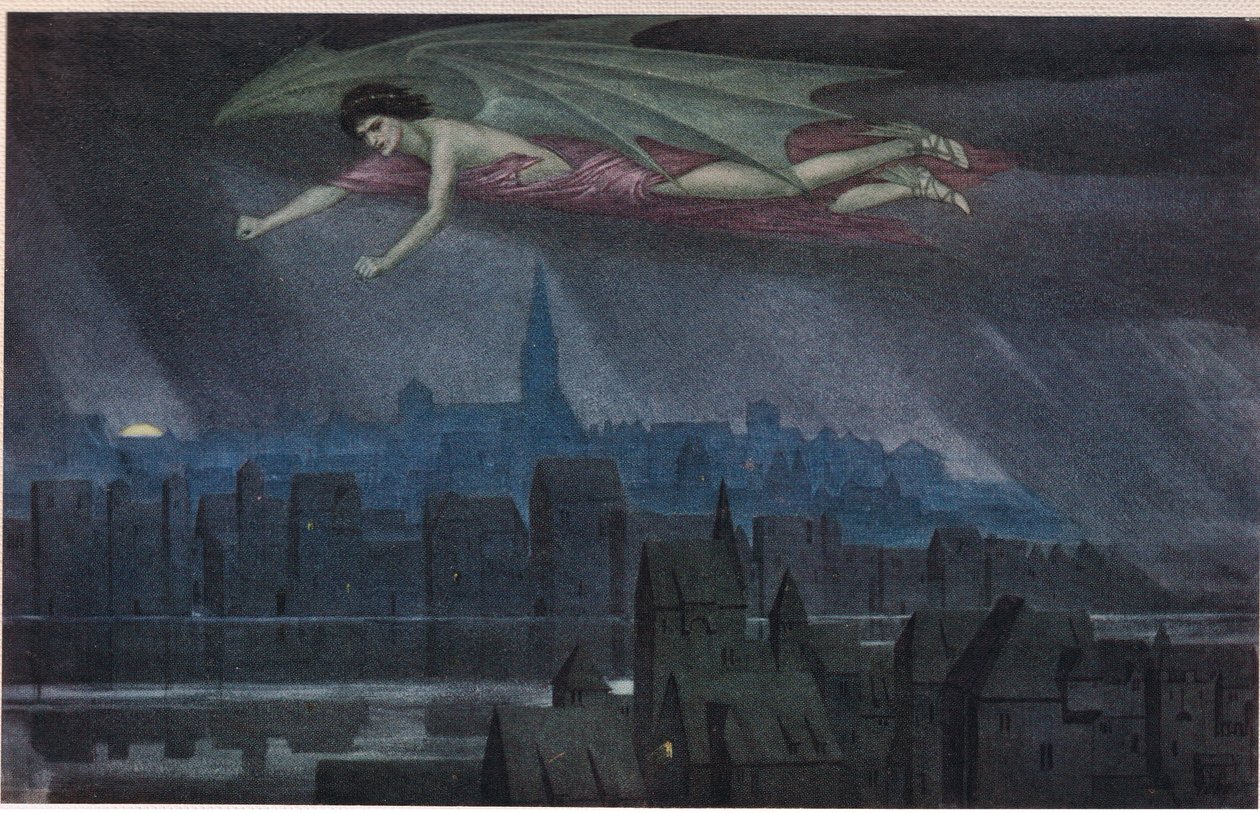 Lucifer Flying Over the City. 