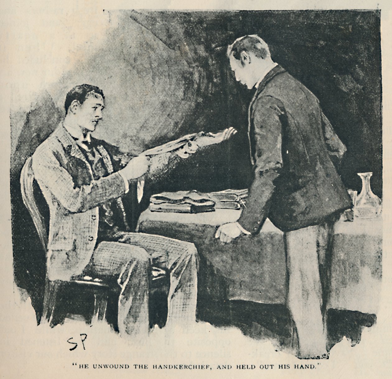 He Unwound The Handkerchief, And Held Out His Hand, 1892 by Sidney Paget