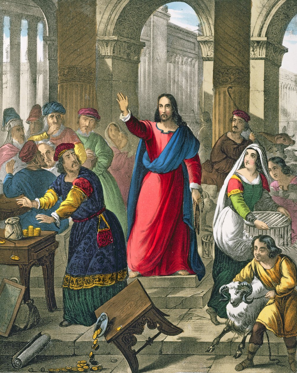 Christ Cleanses the Temple, from a bible printed by Edward Gover, 1870s by Siegfried Detler Bendixen