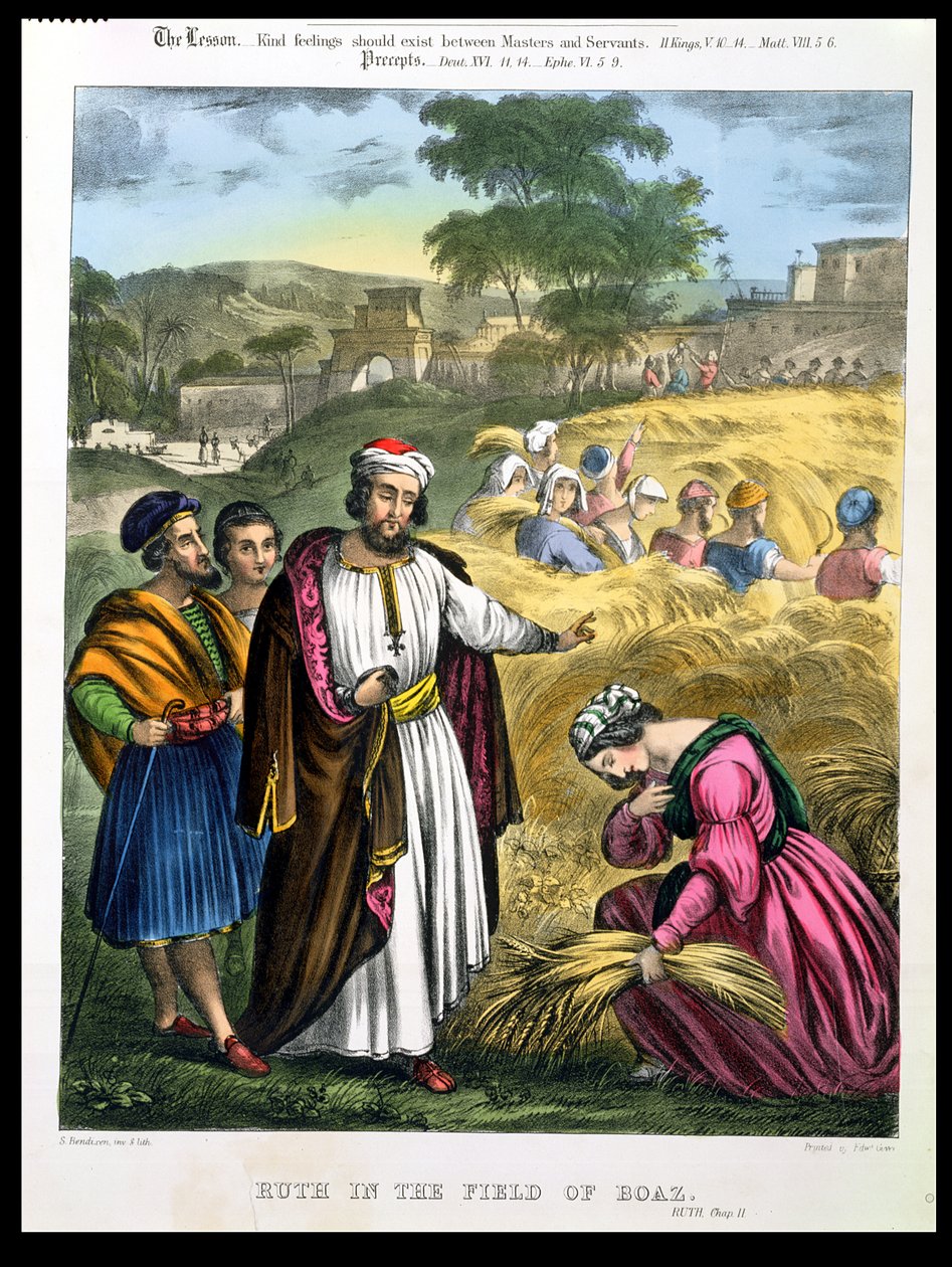Ruth in the Field of Boaz, from a bible printed by Edward Gover, 1870