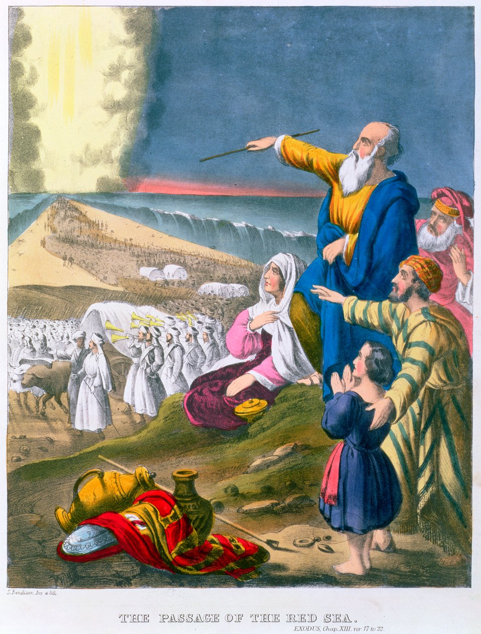 Moses Parting the Red Sea, 1870s by Siegfried Detlev Bendixen