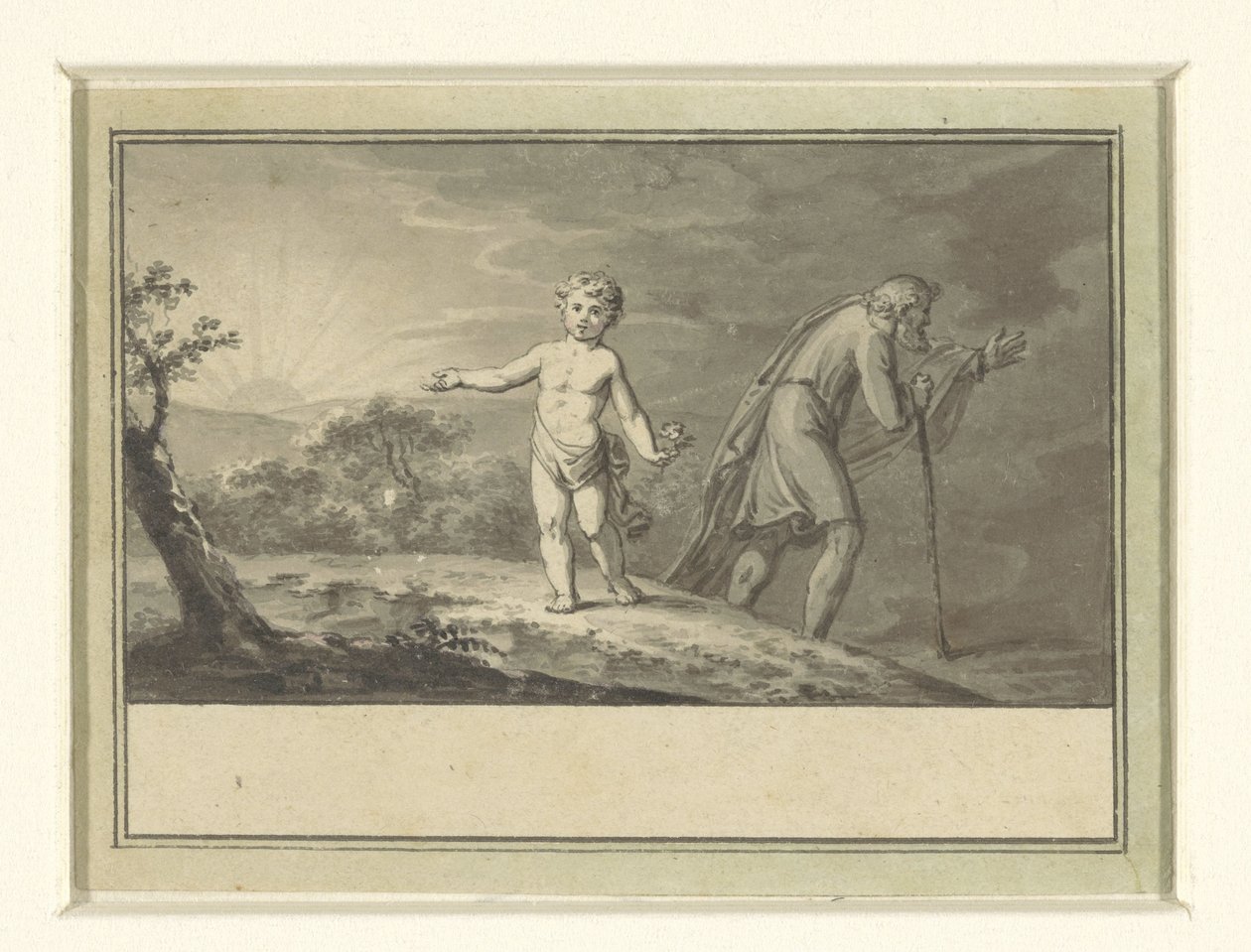 The New and the Old Year: A Boy and an Old Man in a Landscape by Sigmund Ferdinand Ritter von Perger