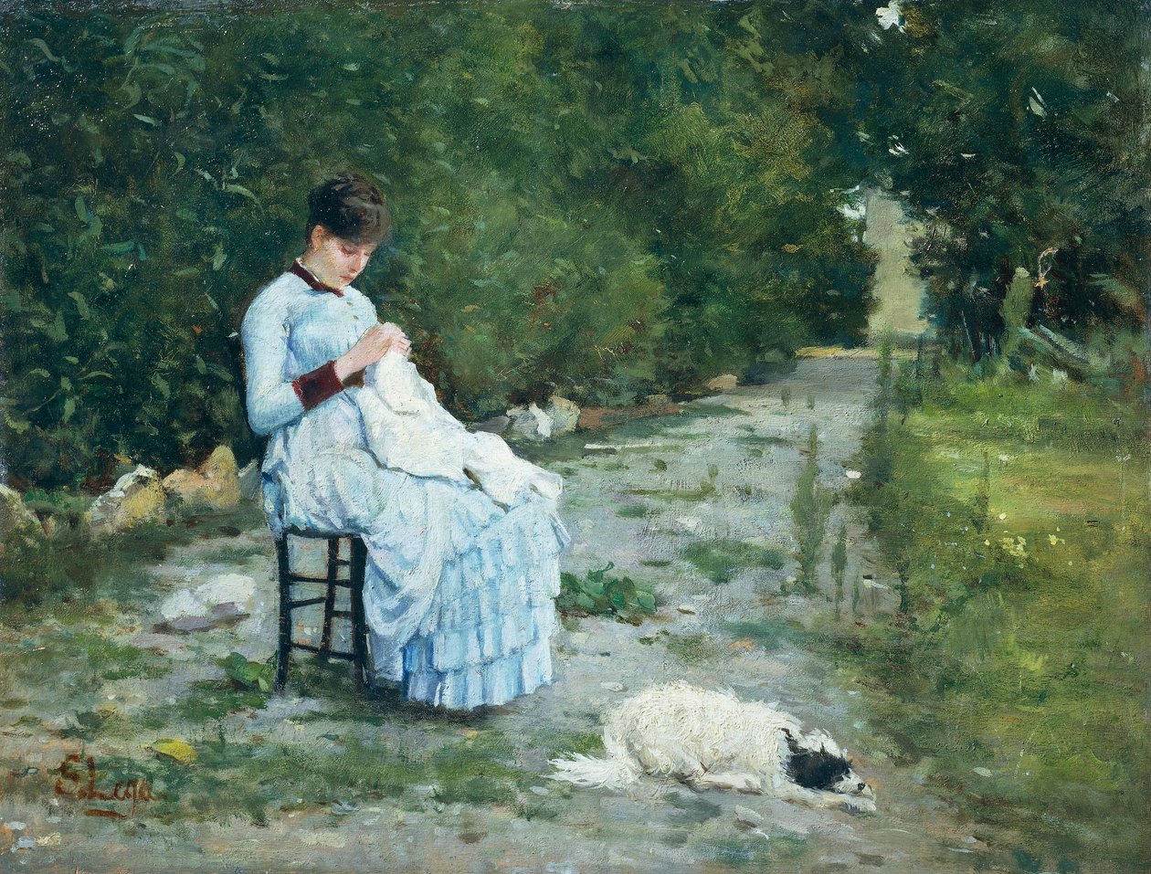 In Garden by Silvestro Lega