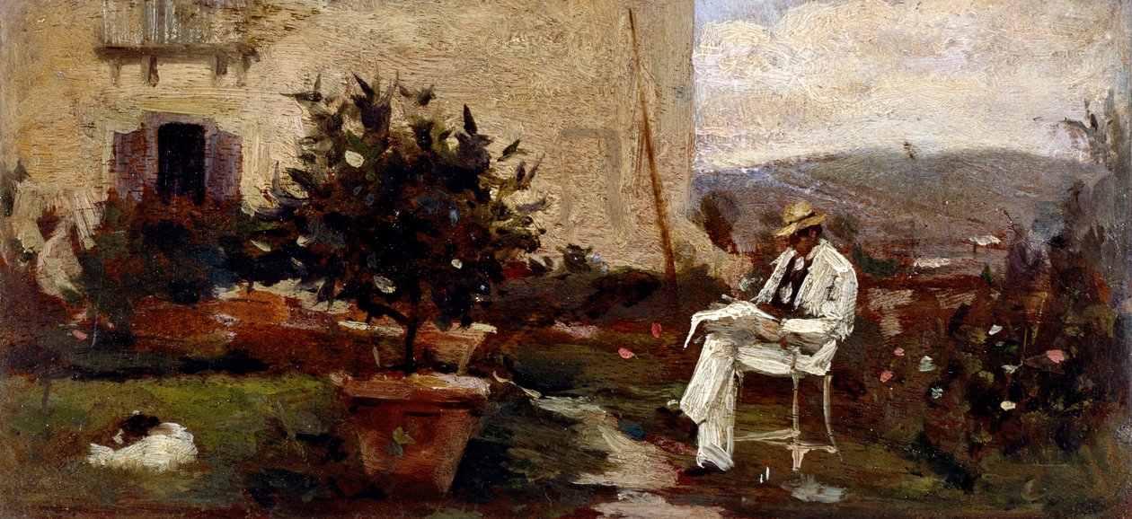 Luigi Tommasi in Garden by Silvestro Lega