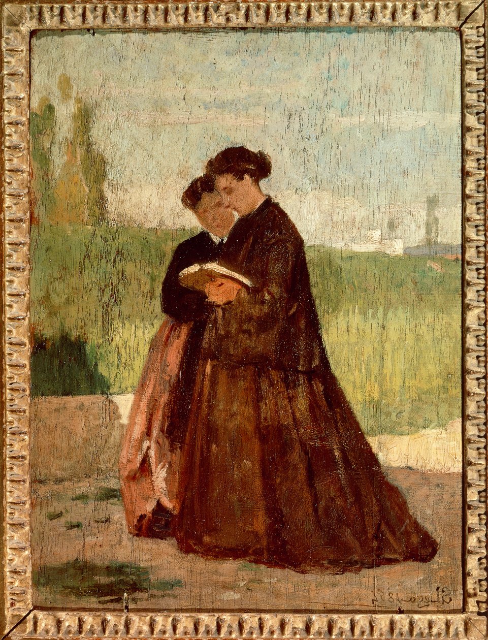 Walking in Garden by Silvestro Lega