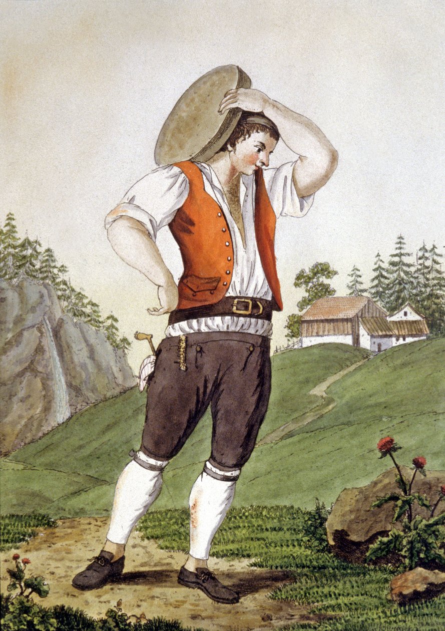 Cowherd in Switzerland, Early 19th Century by Simon Daniel Lafond