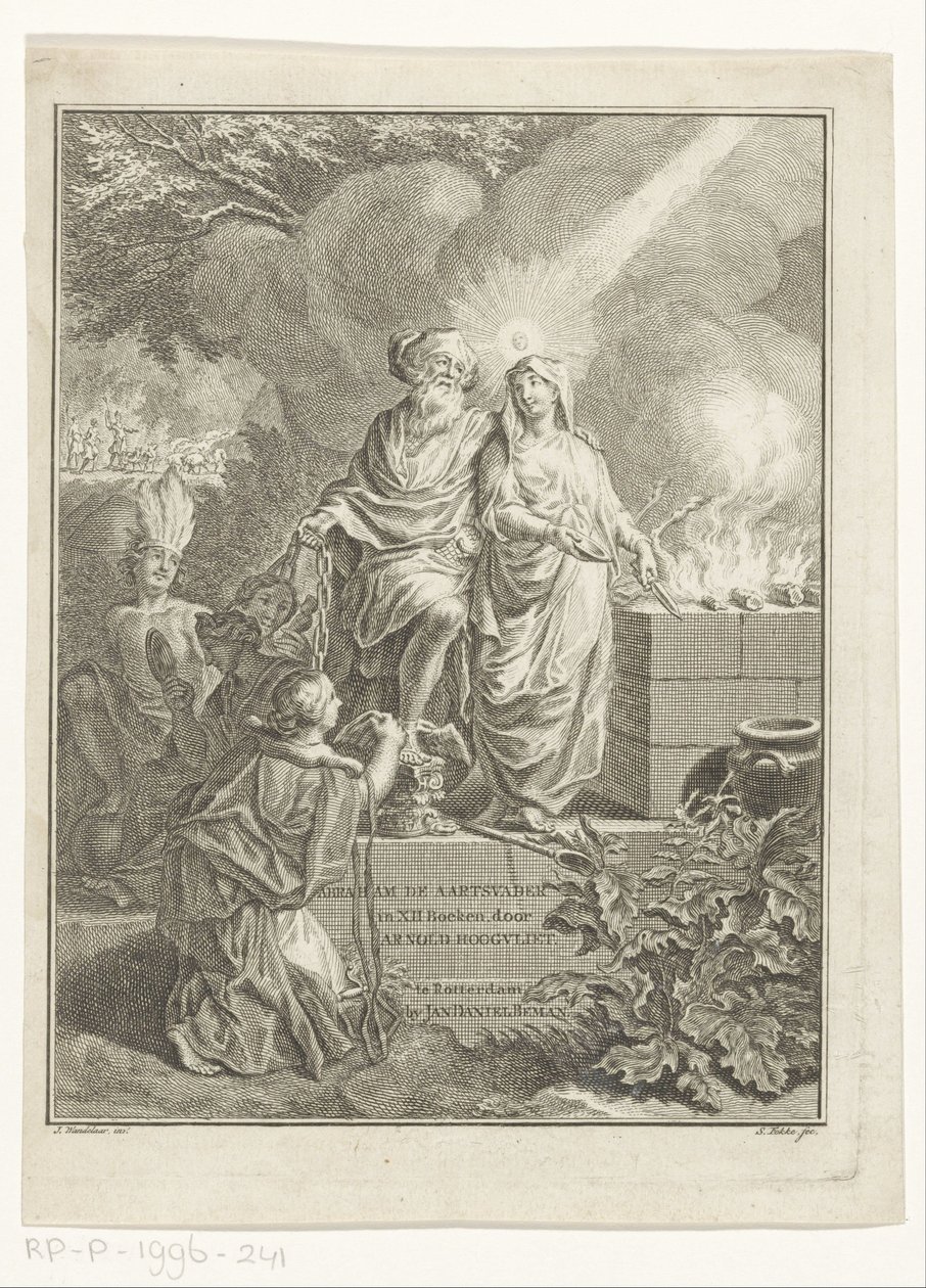 Allegorical Title Page with Patriarch Abraham and Truth (Title Page for: Arnold Hoogvliet, Abraham the Patriarch, in XII Books) by Simon Fokke