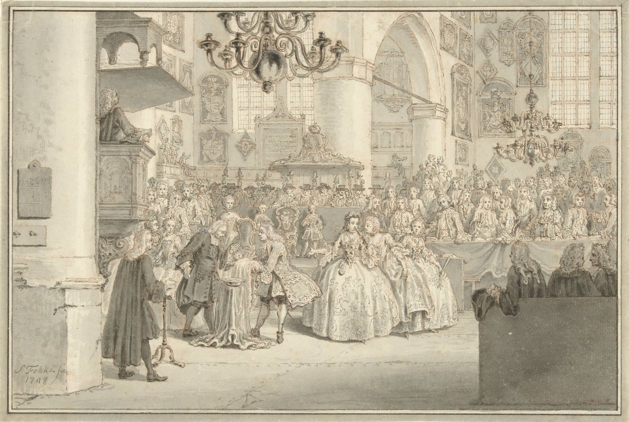 Baptism of Prince William V, 1748 by Simon Fokke