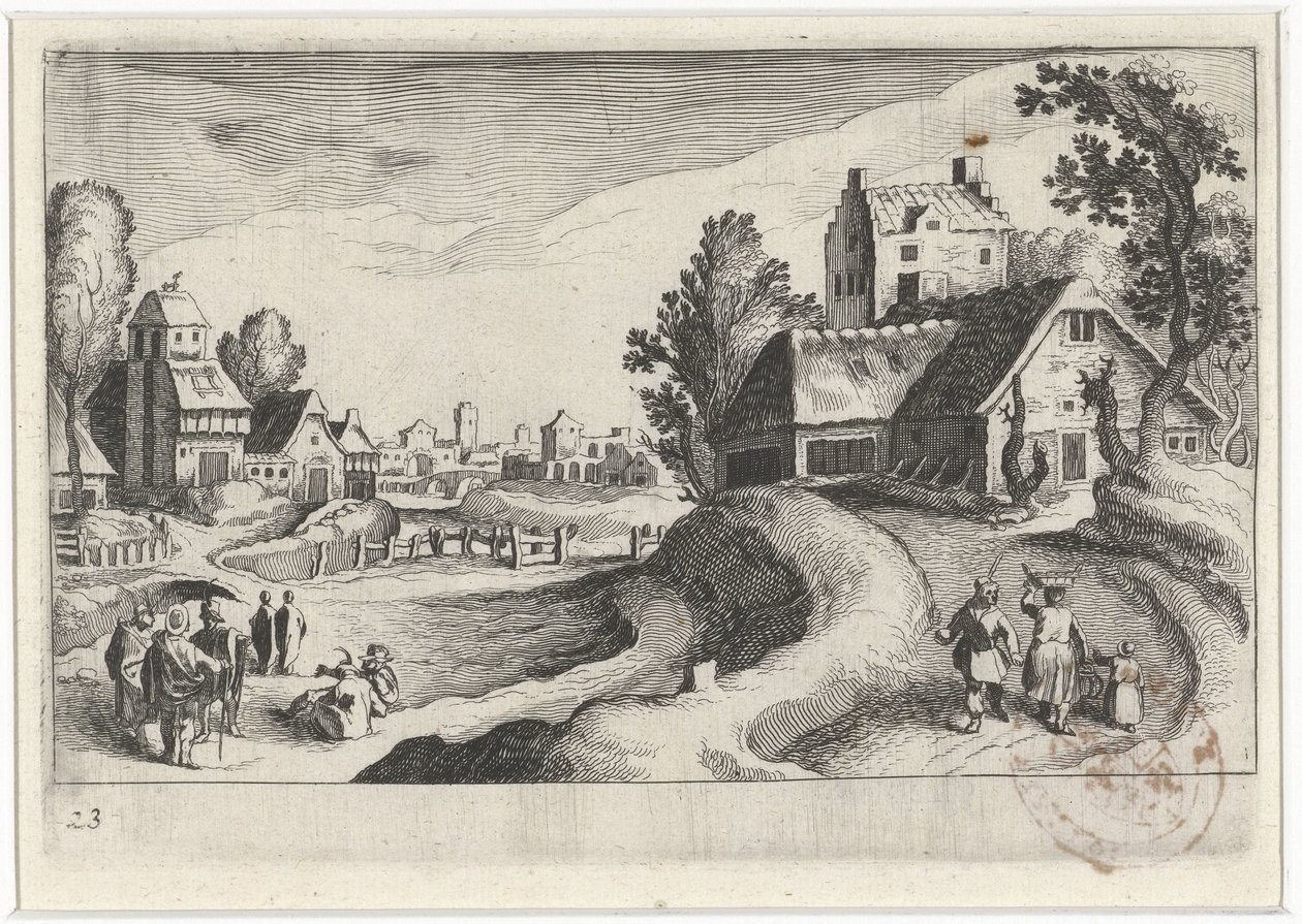 Village View with a Farm by Simon Frisius