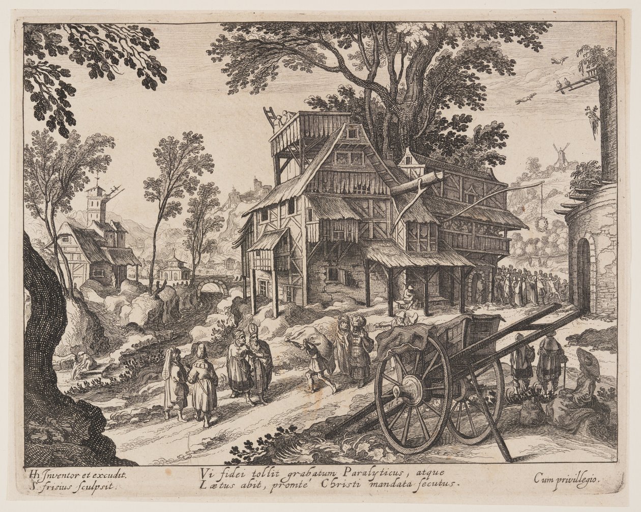 Healing of the Paralytic, from Landscapes with Scenes from the Life of Christ by Simon Frisius