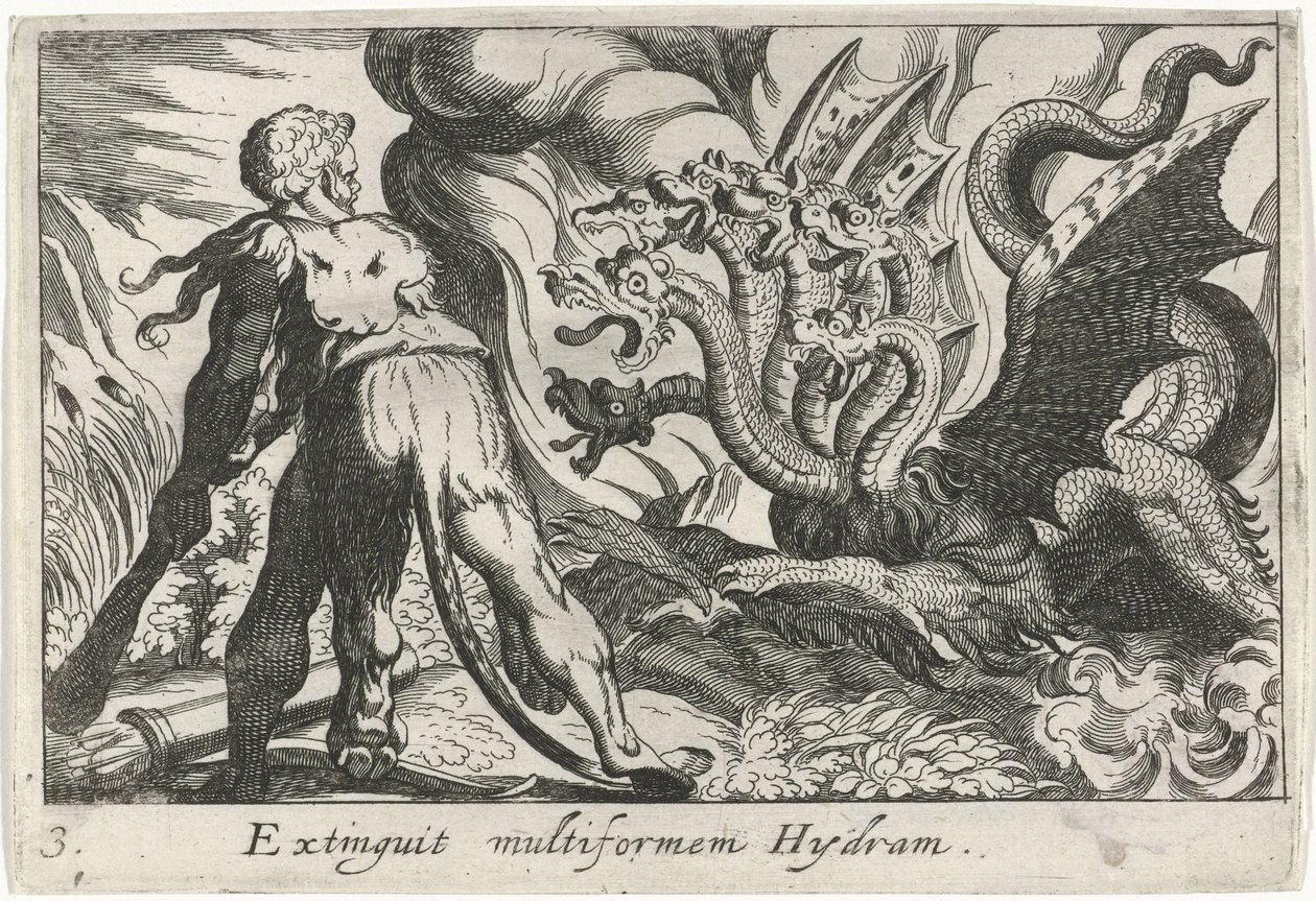 Hercules Fighting the Hydra of Lerna (Herculean Themes) by Simon Frisius