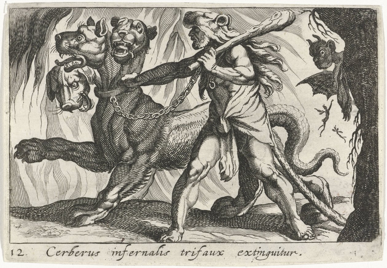 Hercules Captures Cerberus by Simon Frisius