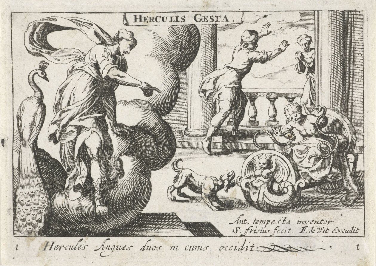 Young Hercules Strangling Two Snakes (Herculean Themes series) by Simon Frisius