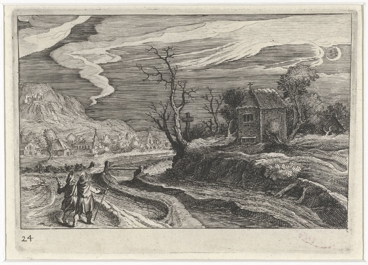 Landscape at Night (Southern European Landscapes) by Simon Frisius