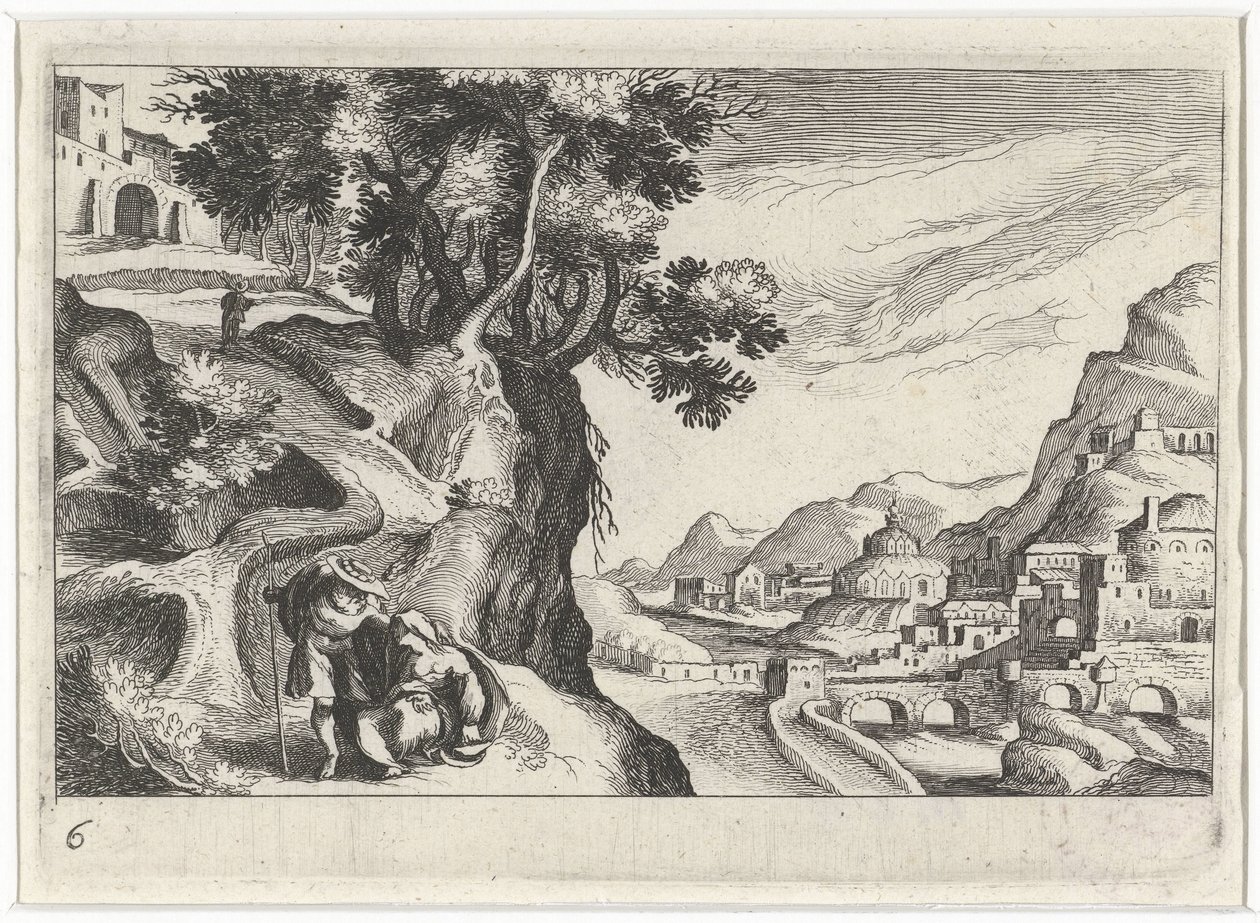 Landscape with Judah and Tamar by Simon Frisius