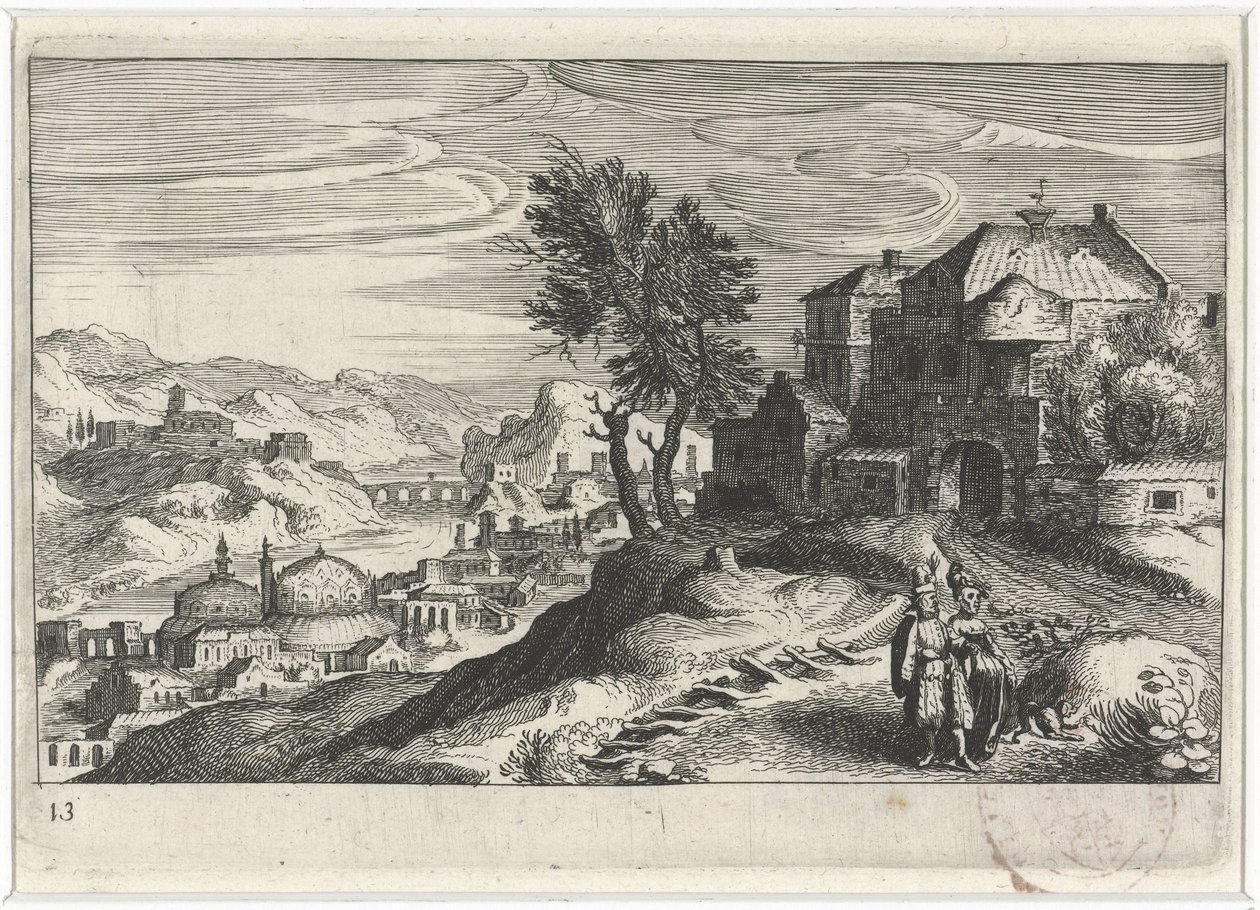 River Valley with Buildings by Simon Frisius
