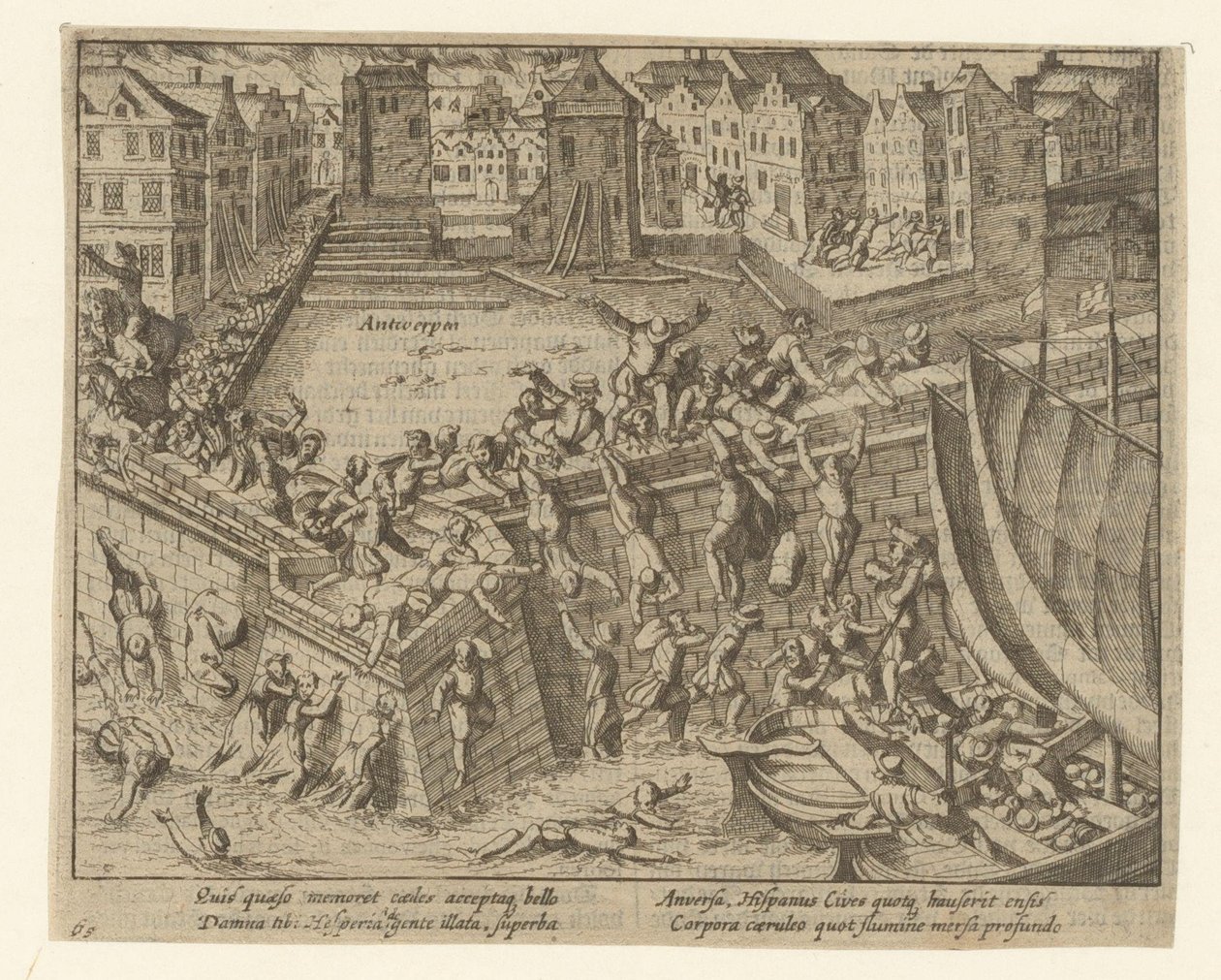 Spanish Fury: Inhabitants Fleeing into the Scheldt, 1576 by Simon Frisius