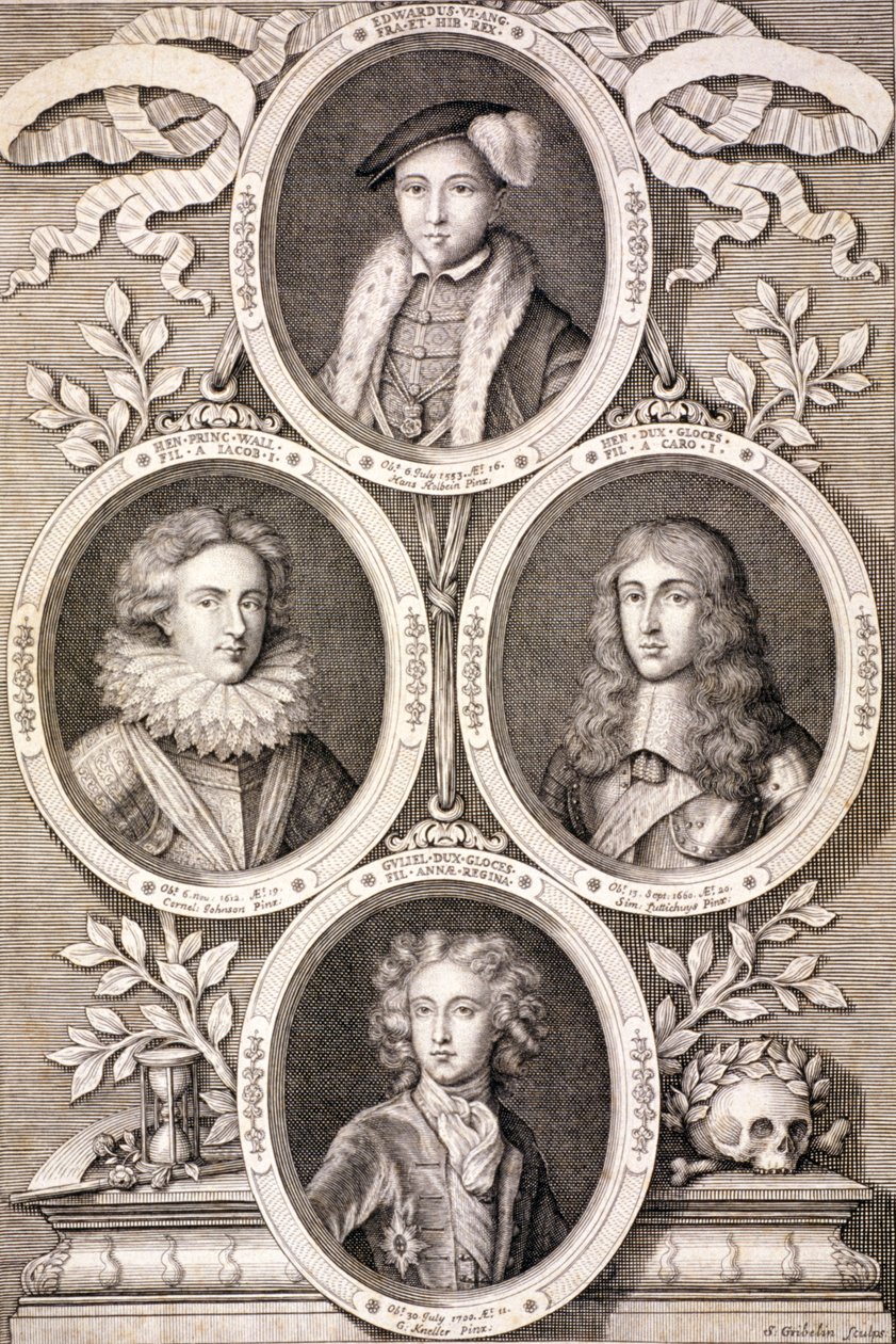 Edward VI, Henry and William, Dukes of Gloucester, and Henry, Prince of Wales by Simon Gribelin
