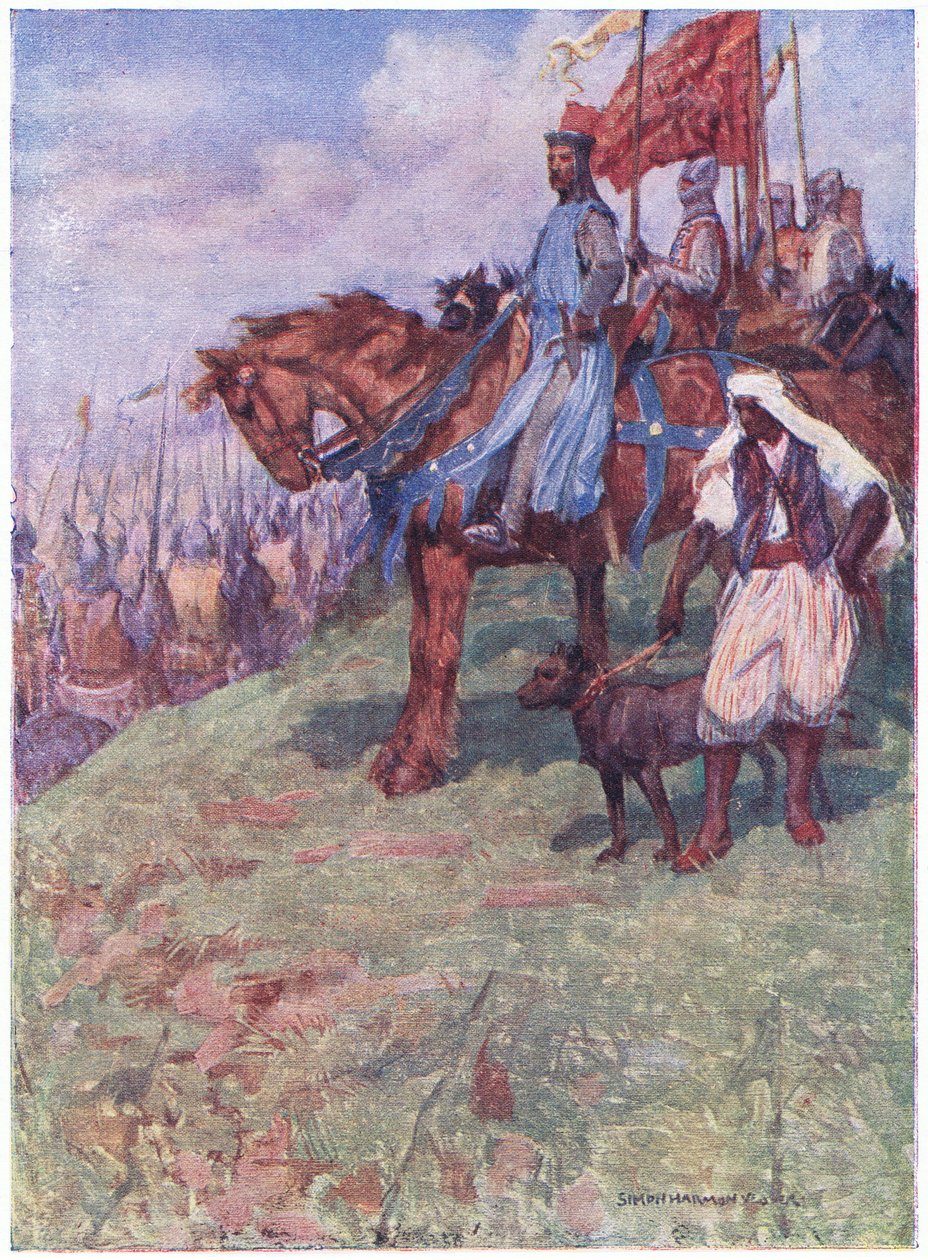 The good king was seated on horseback about halfway up the mountain by Simon Harmon Vedder