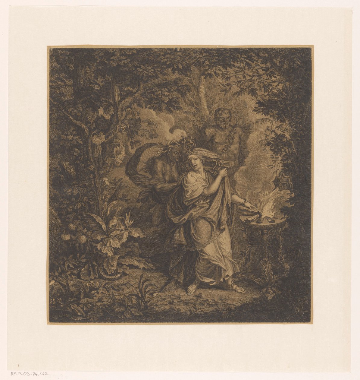 Mythological Scene with a Sacrificing Queen in a Forest, Possibly Althaea, and Three Gorgons by Simon Henri Thomassin