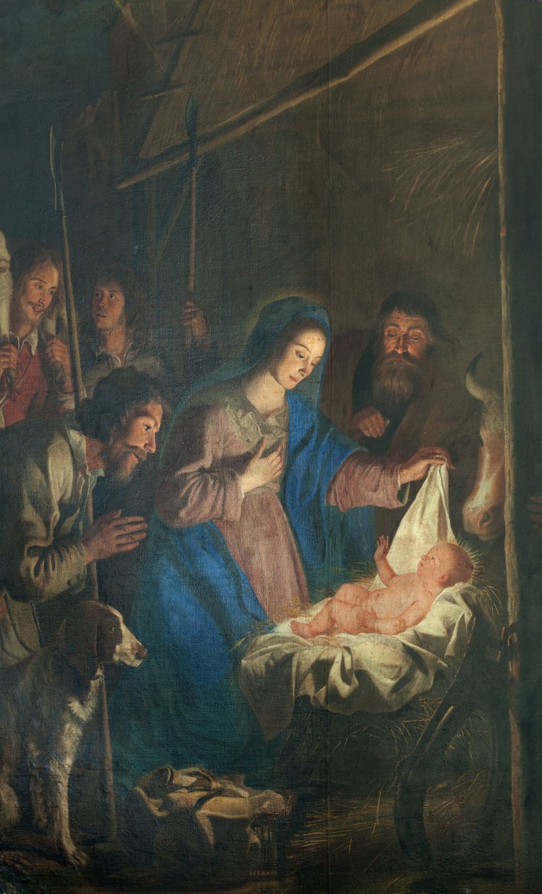 Parish Church (Onze-Lieve-Vrouw-Hemelvaartkerk). Interior. Painting. Christmas Scene. Simon De Paepe. Origin Abbey Ename (?) by Simon II de Pape